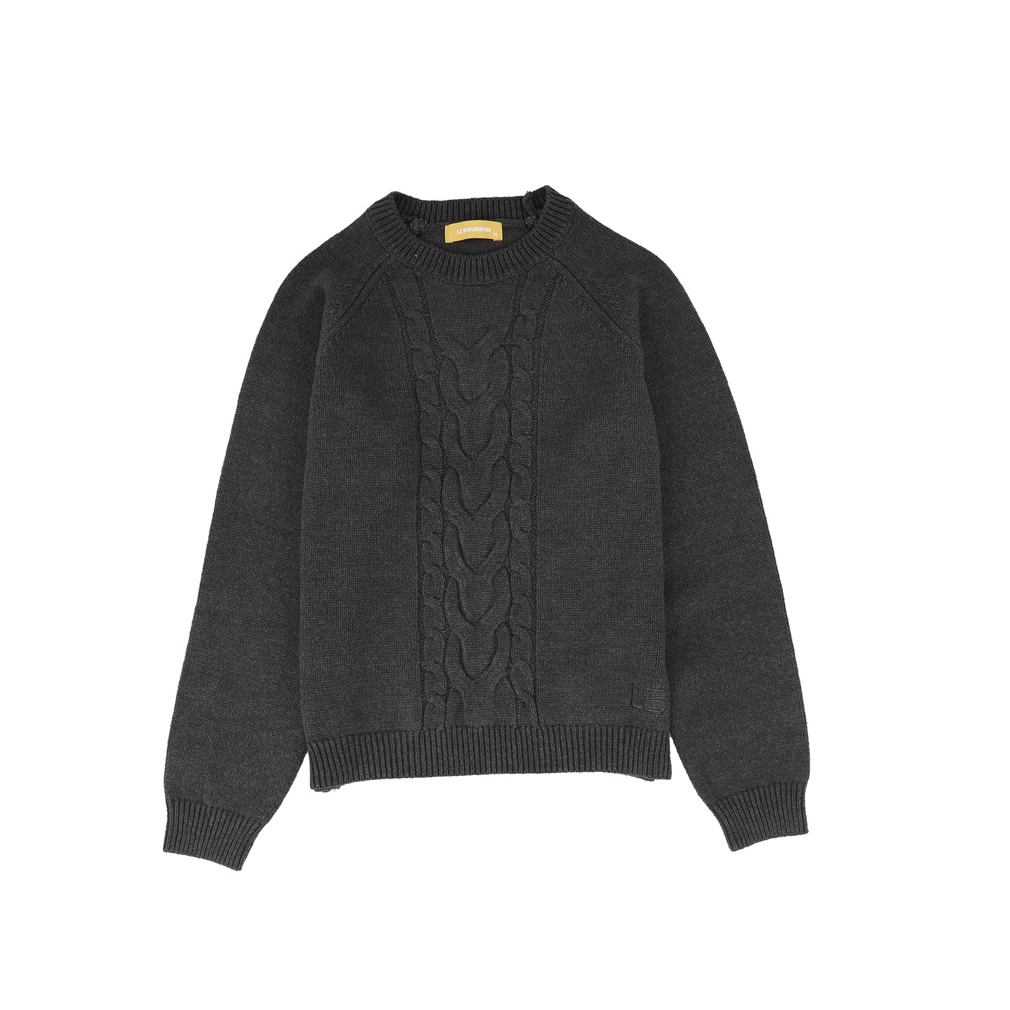 LE BOURDON CHARCOAL BRAIDED KNIT SWEATER