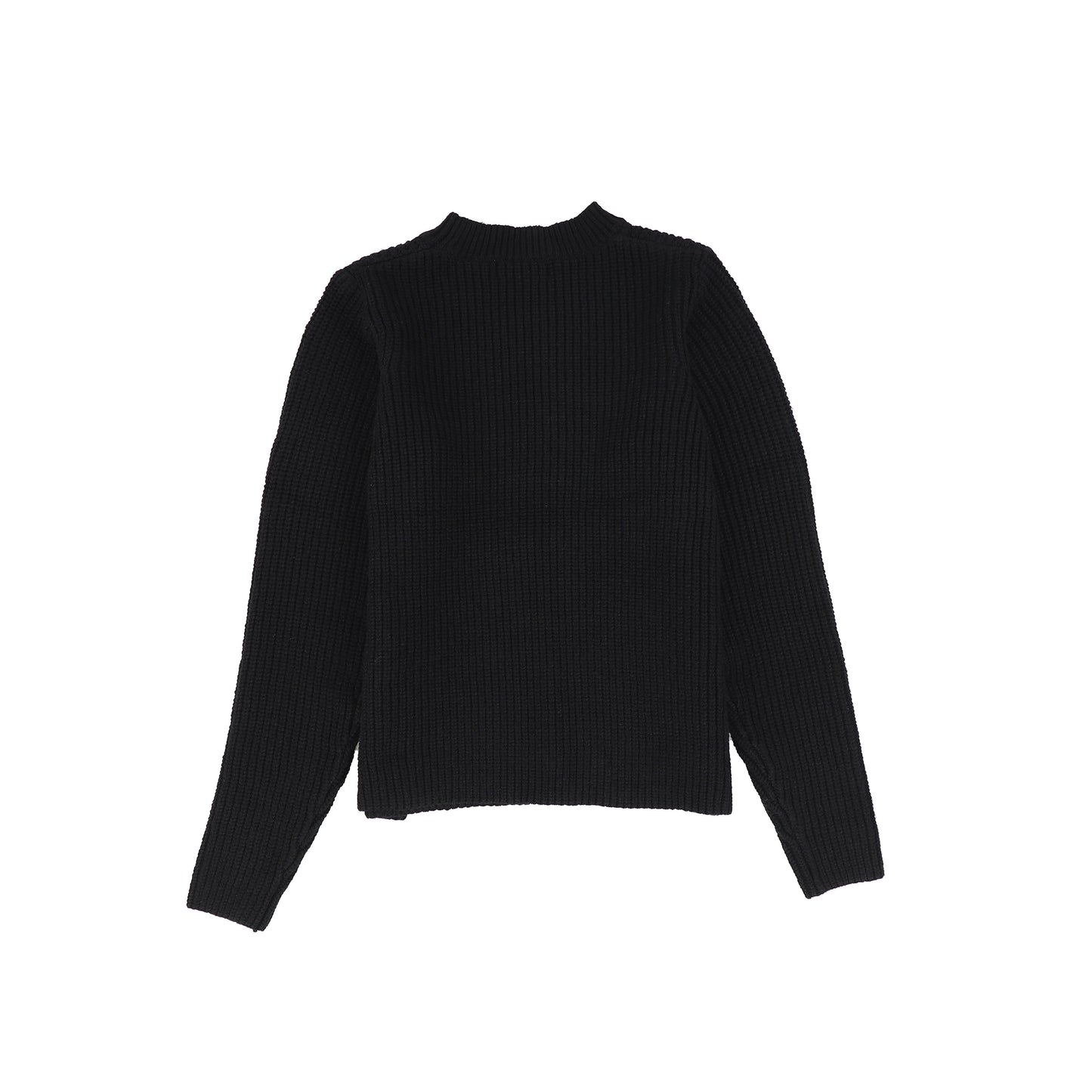 Le Bourdon Black Ribbed Button Shoulder Sweater [FINAL SALE]