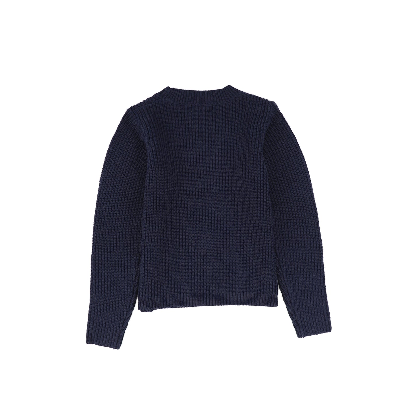 Le Bourdon Navy Ribbed Button Shoulder Sweater