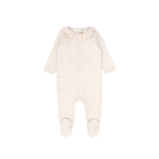 Bebe Jolee Beige Small Leaf Printed Ruffle Collar Footie [FINAL SALE]