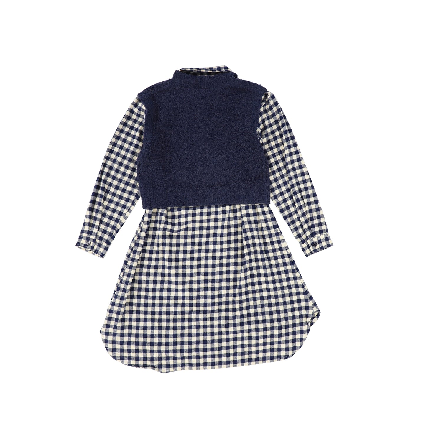 Bace Collection Navy Flannel Gingham Overlay Shirt Dress [FINAL SALE]