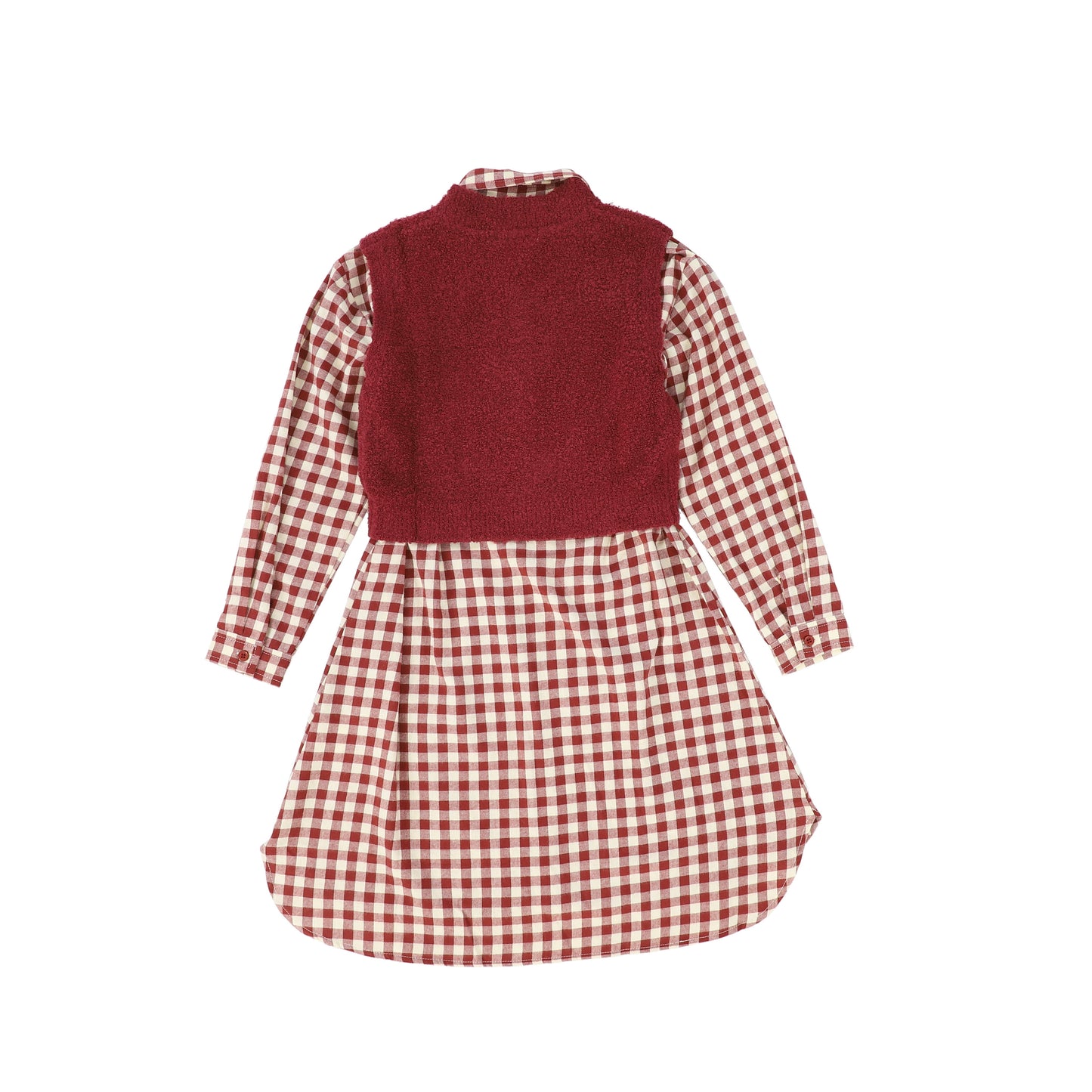 Bace Collection Red Flannel Gingham Overlay Shirt Dress