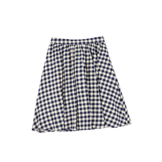 Bace Collection Navy Flannel Gingham Waisted Flare Skirt [FINAL SALE]