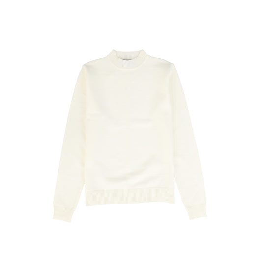 Bace Collection Cream Ribbed Crewneck Knit Sweater