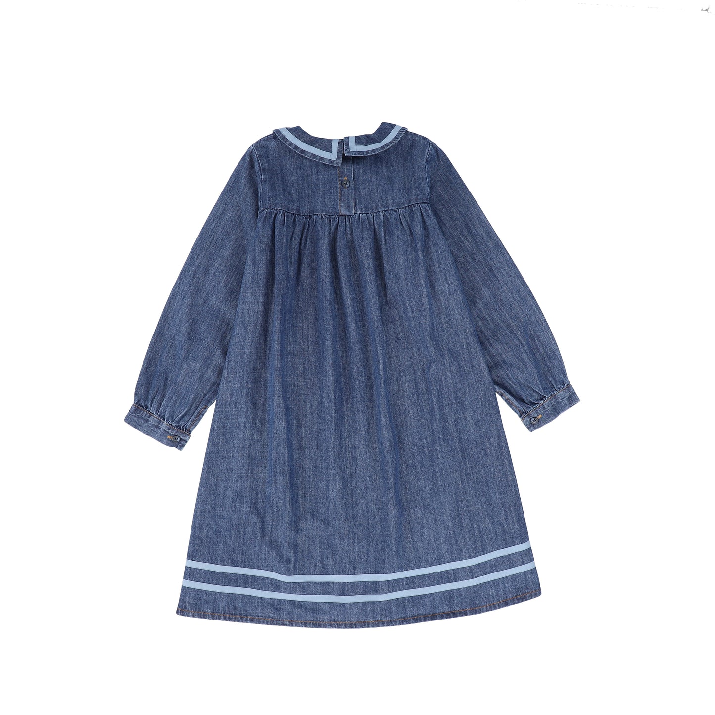 Bamboo Denim Trim Collar Dress