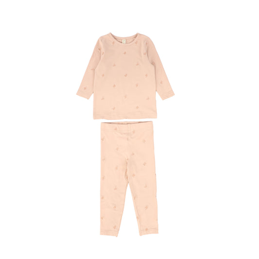 Bebe Jolee Peach Embroidered Butterfly Sleepwear Set [FINAL SALE]