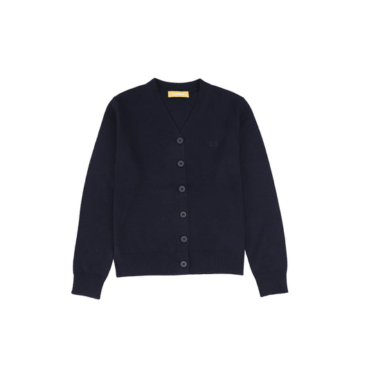 Le Bourdon Navy Knit V-neck Cardigan [FINAL SALE]