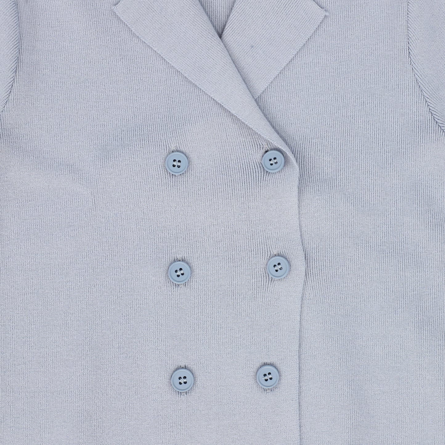 LE BOURDON POWDER BLUE DOUBLE BREASTED KNIT SS CARDIGAN