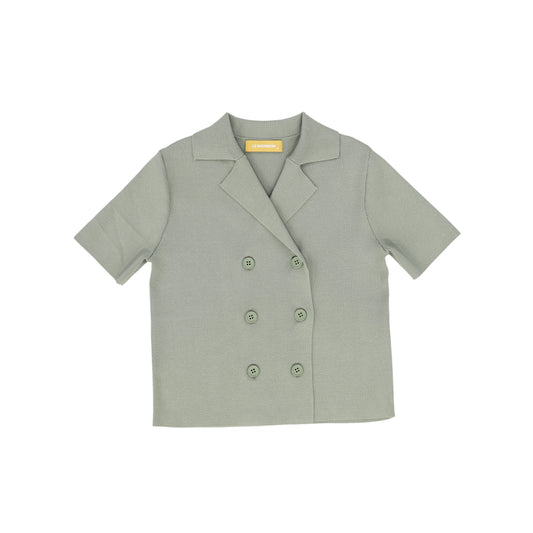 LE BOURDON GREEN DOUBLE BREASTED KNIT SS BLAZER