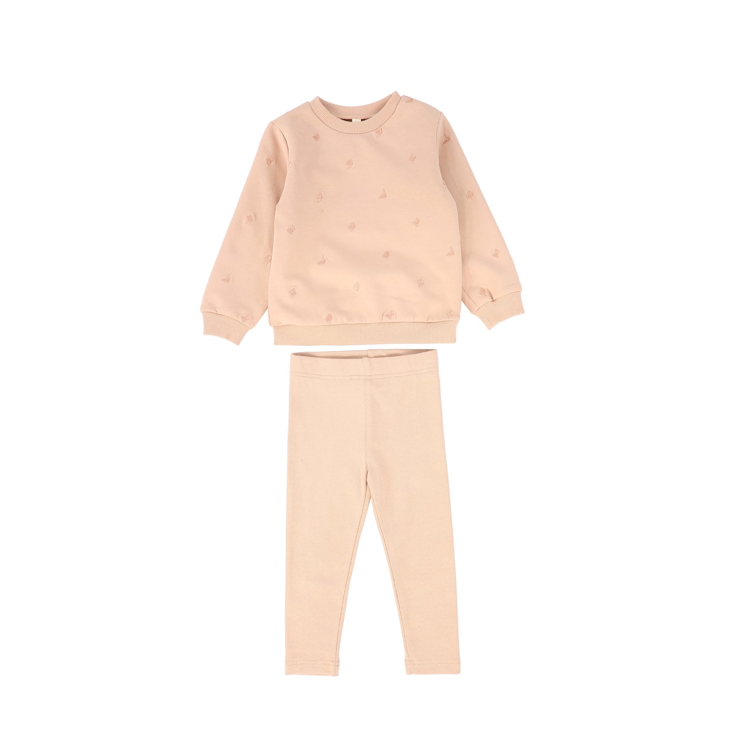 Bebe Jolee Peach Embroidered Butterfly Sweatshirt Set [FINAL SALE]