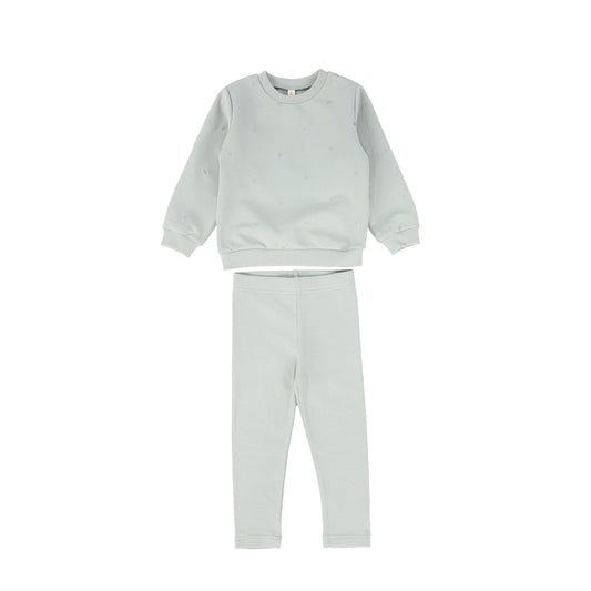 Bebe Jolee Sage Embroidered Bird Sweatshirt Set