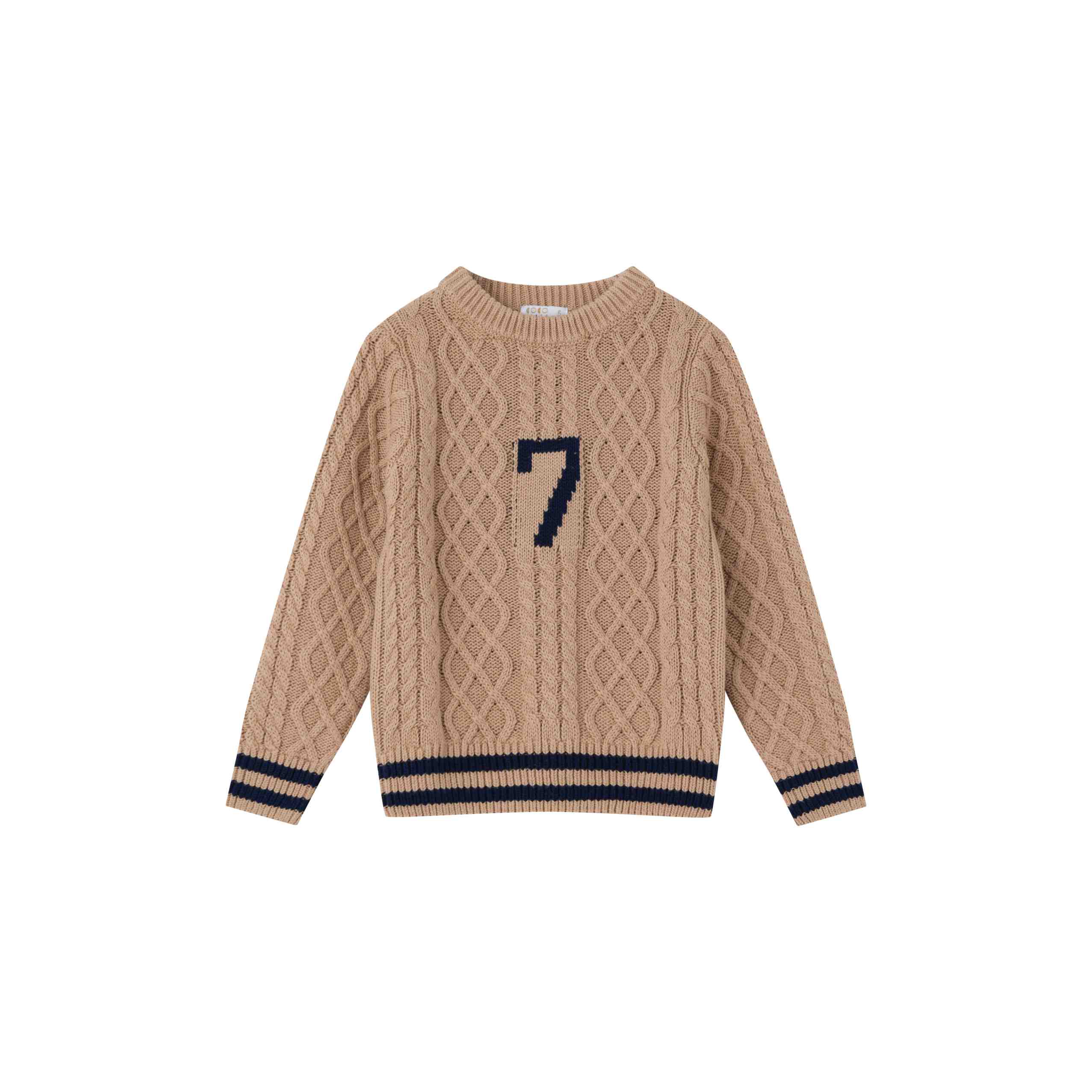 COCO BLANC TAN CABLE KNIT VARSITY SWEATER – Luibelle