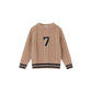 COCO BLANC TAN CABLE KNIT VARSITY SWEATER