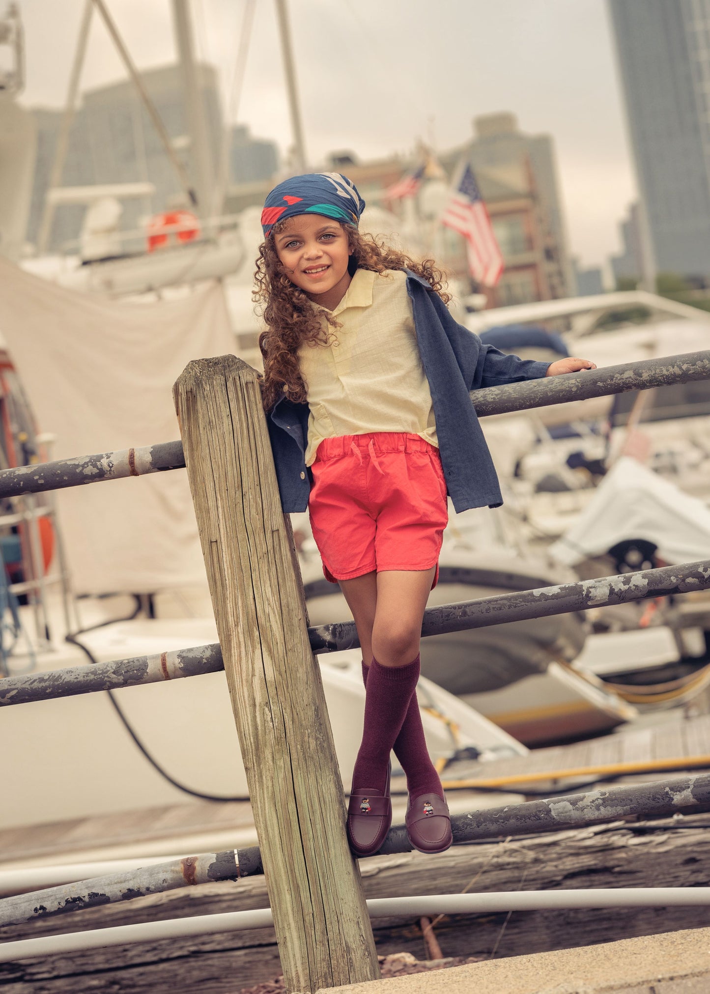 CAMILLE KIDS BURGUNDY LEATHER POLO BEAR LOAFER