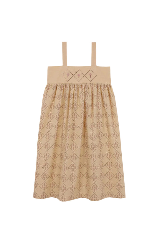 BIRINIT PETIT BEIGE CHECKED EMBROIDERED JUMPER