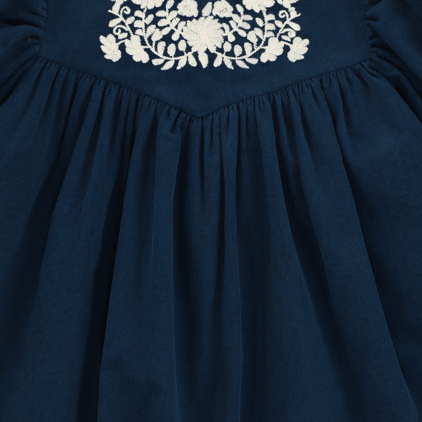 CERA UNA VOLTA BLUE CORDUROY PUFF SLEEVE DRESS [FINAL SALE]