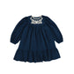 CERA UNA VOLTA BLUE CORDUROY PUFF SLEEVE DRESS