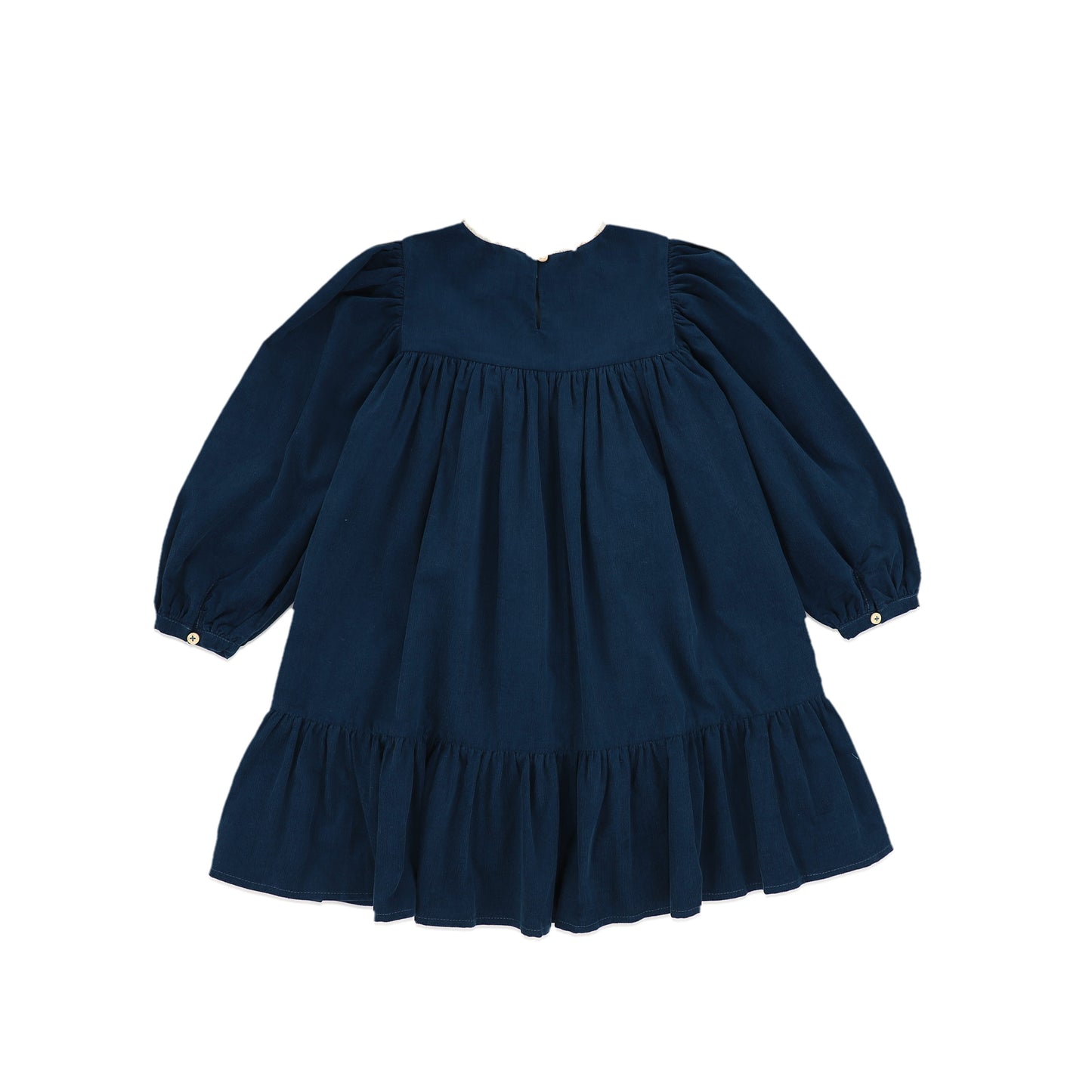 CERA UNA VOLTA BLUE CORDUROY PUFF SLEEVE DRESS