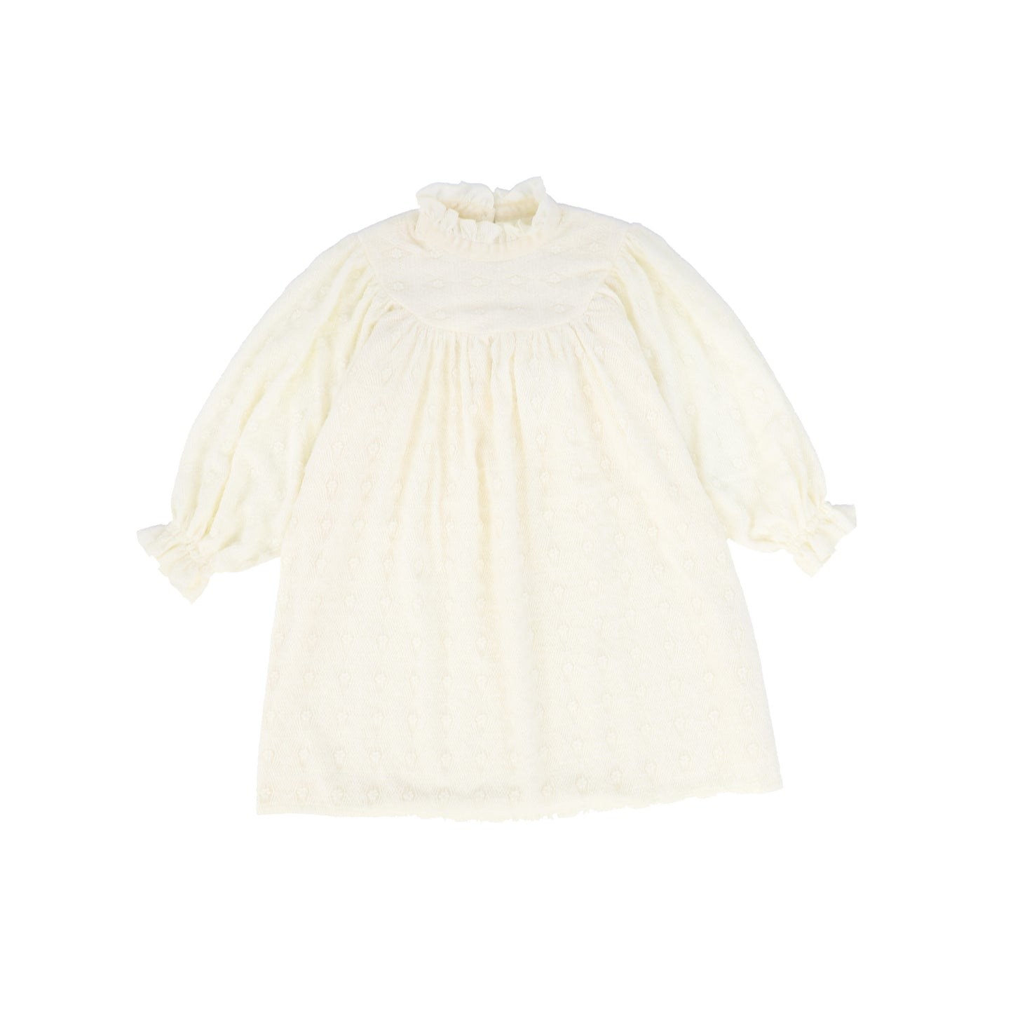 CERA UNA VOLTA CREAM KNIT RUFFLE TRIM DRESS