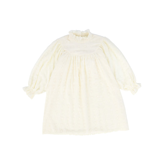 CERA UNA VOLTA CREAM KNIT RUFFLE TRIM DRESS