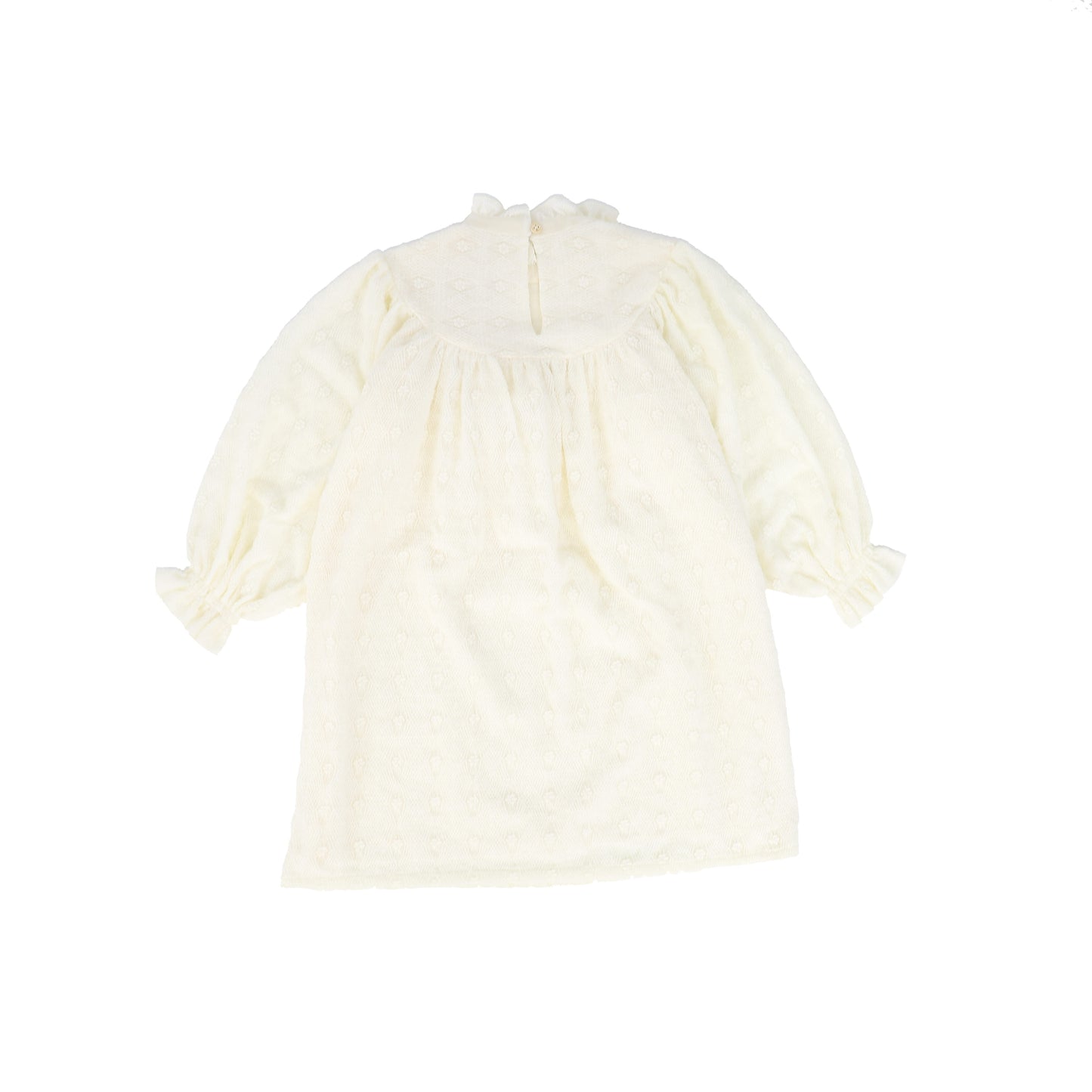 CERA UNA VOLTA CREAM KNIT RUFFLE TRIM DRESS