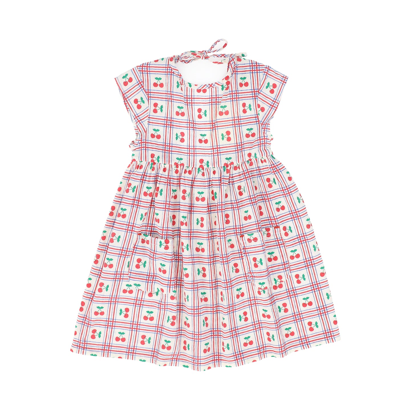 PIUPIUCHICK PINK CHECKED CHERRY PRINT POCKET DRESS