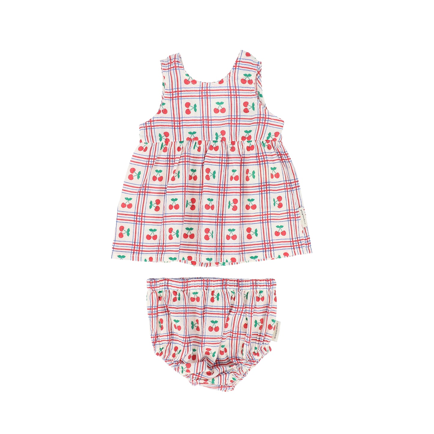 PIUPIUCHICK PINK CHECKED CHERRY PRINT BLOOMER SET