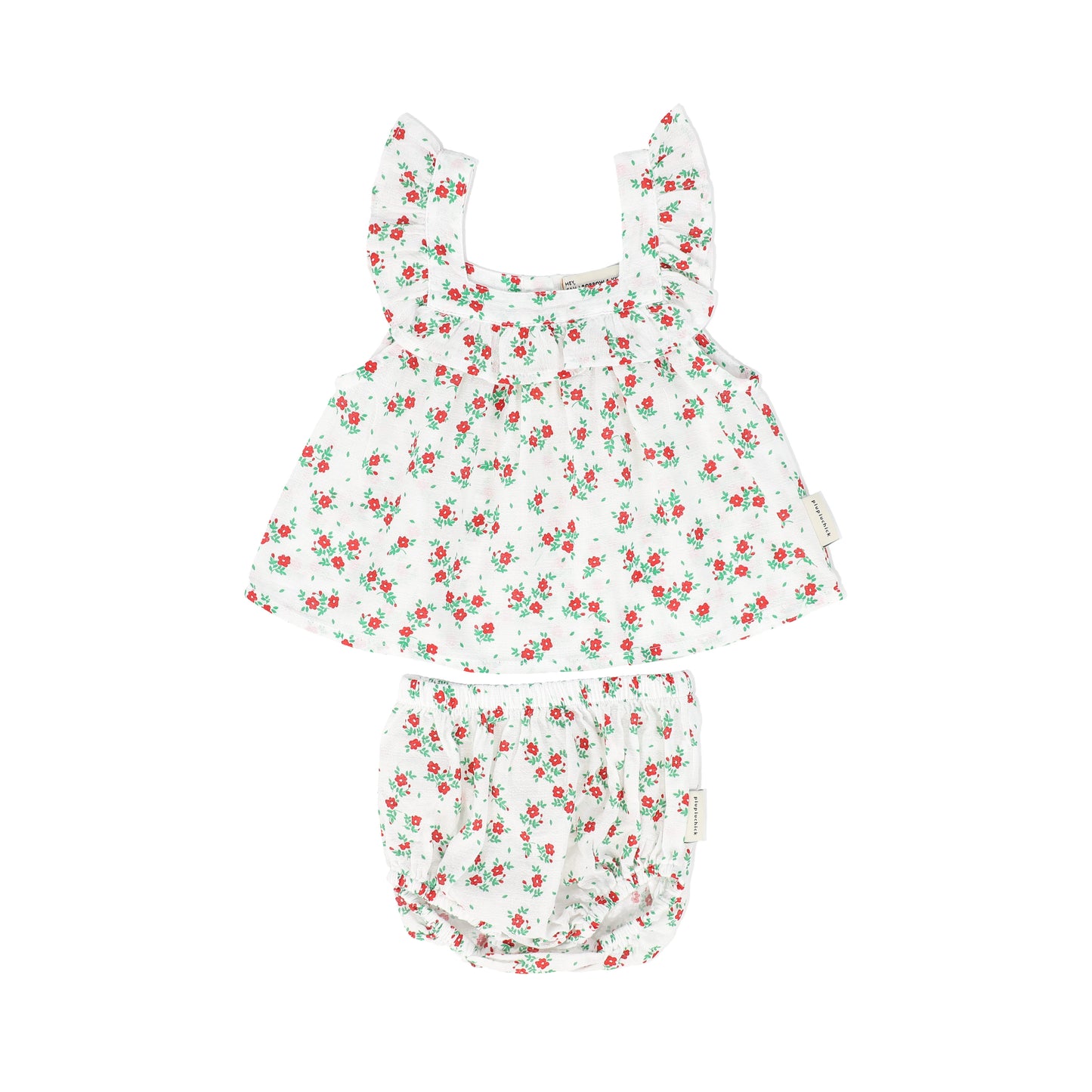 PIUPIUCHICK IVORY/RED FLORAL BLOOMER SET