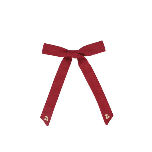 LE ENFANT BURGUNDY EMBROIDERED CHERRY BOW [FINAL SALE]