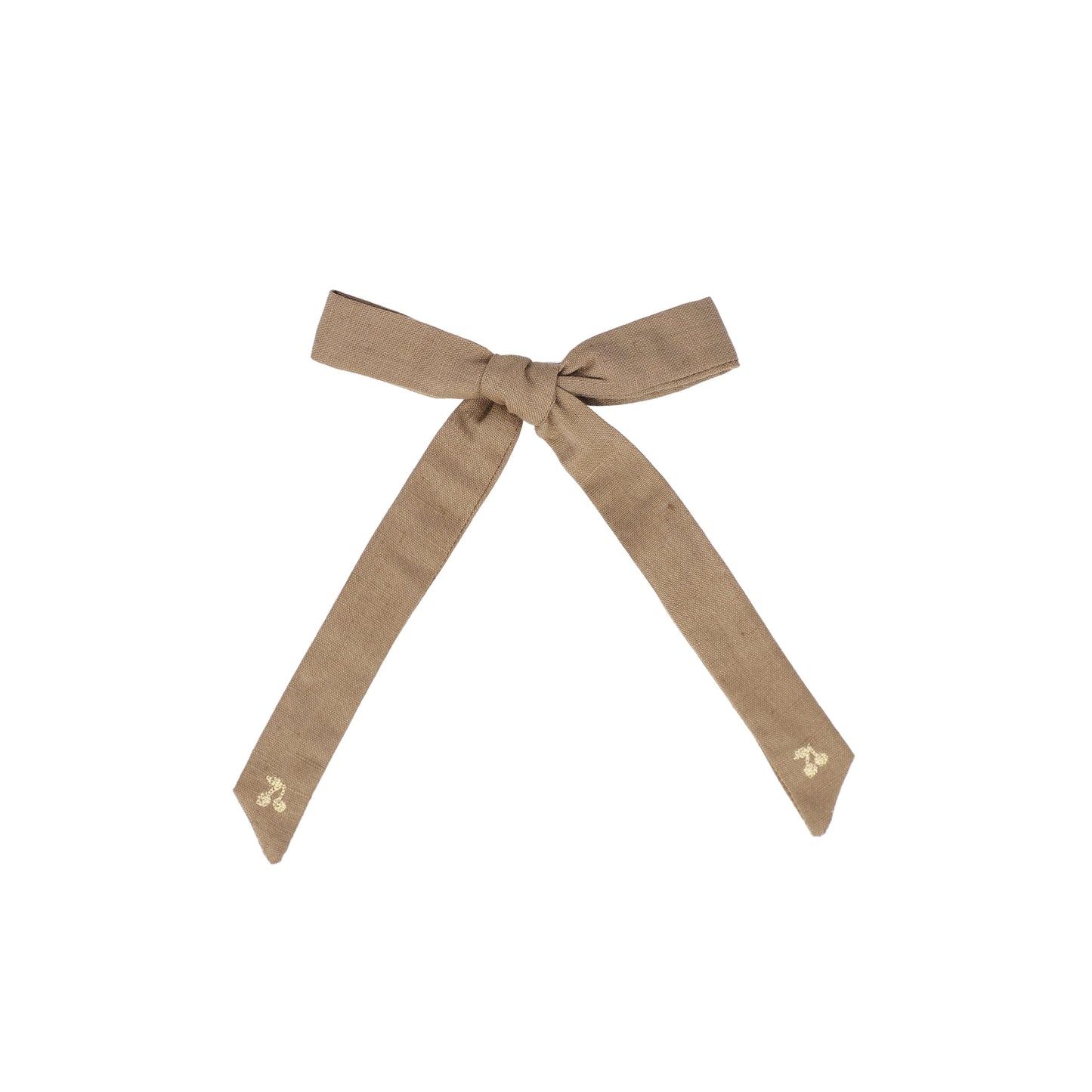 LE ENFANT BROWN EMBROIDERED CHERRY BOW [FINAL SALE]