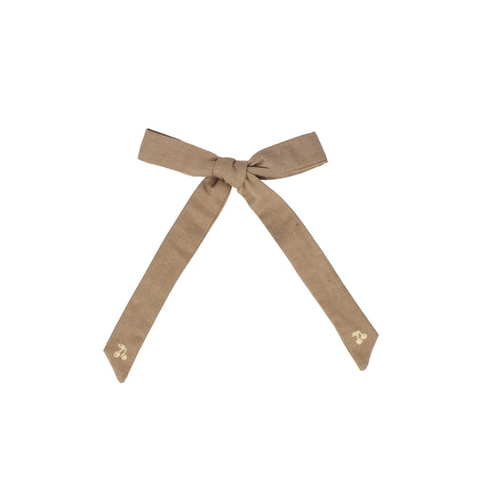 LE ENFANT BROWN EMBROIDERED CHERRY BOW [FINAL SALE]
