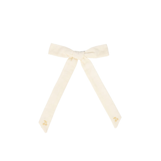 LE ENFANT IVORY EMBROIDERED CHERRY BOW [FINAL SALE]
