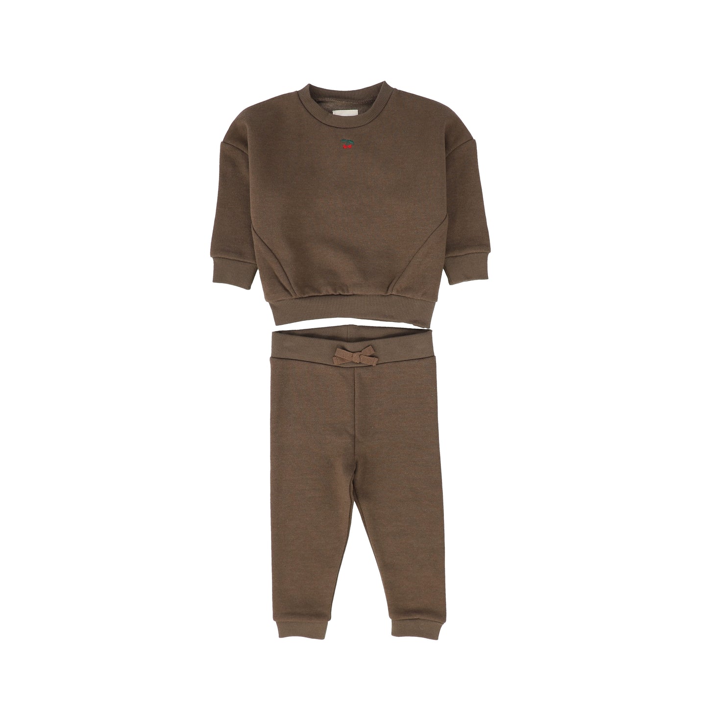 PLEASE MOM BROWN CHERRY PATCH SWEATSHIRT SET [FINAL SALE]