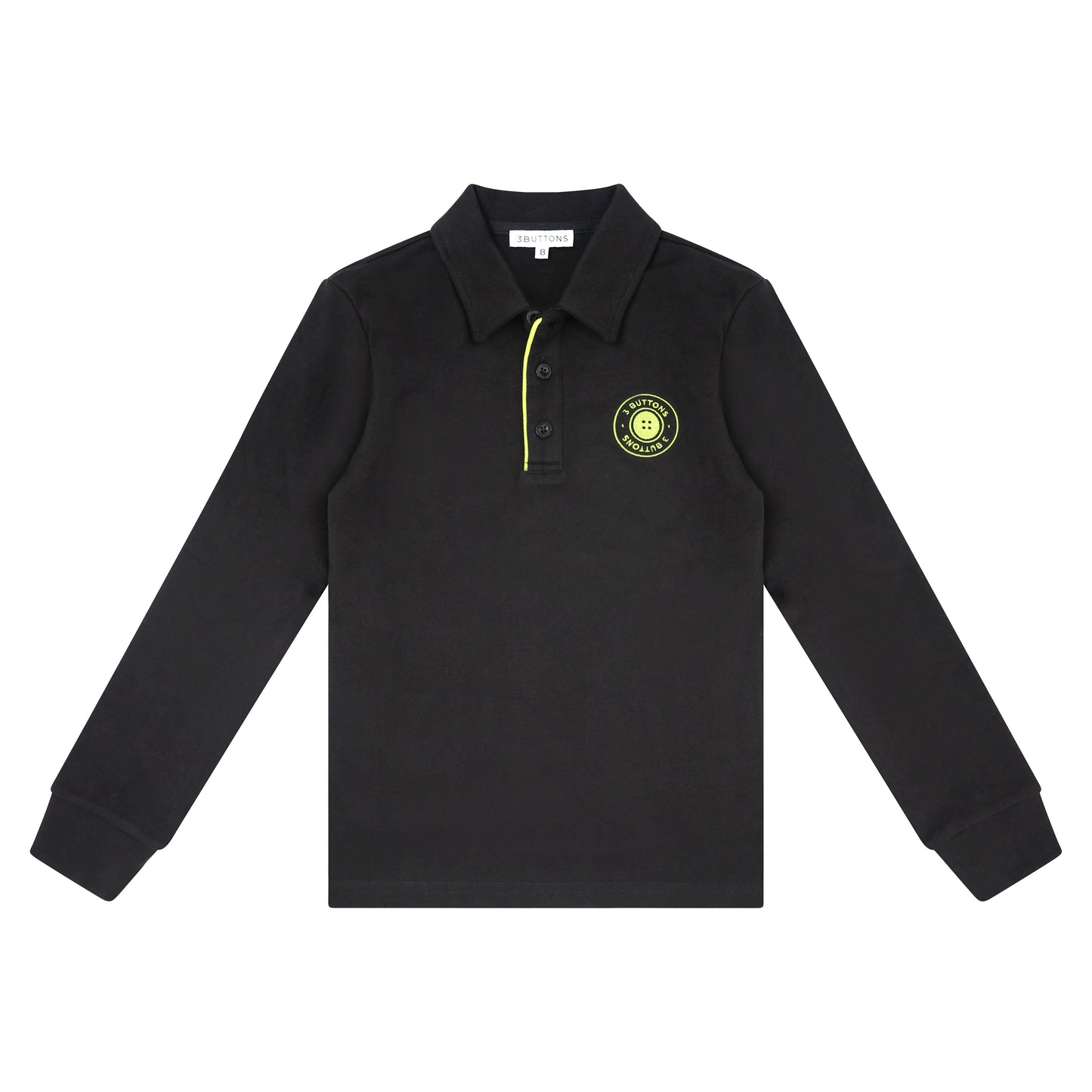 3 BUTTONS BLACK/LIME TRIM POLO