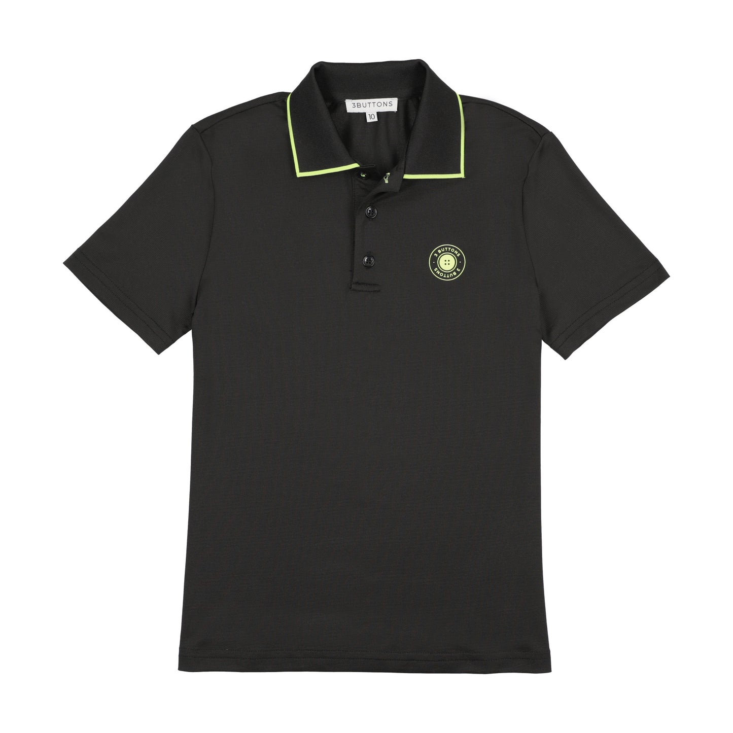 3 BUTTONS BLACK/LIME COLOR POP POLO