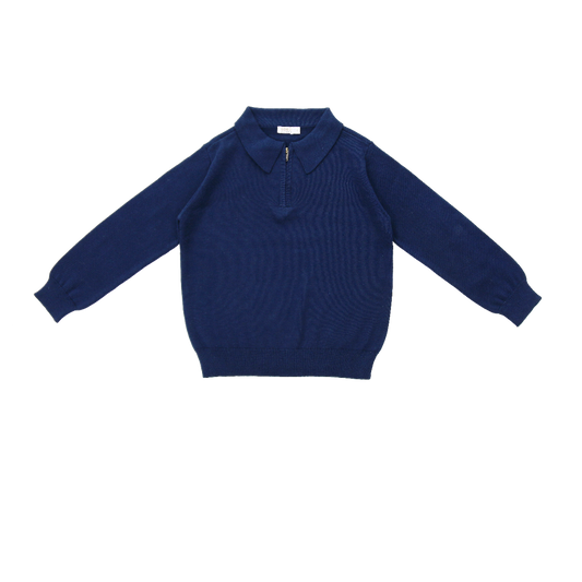 COCO BLANC NAVY ZIPPER POLO