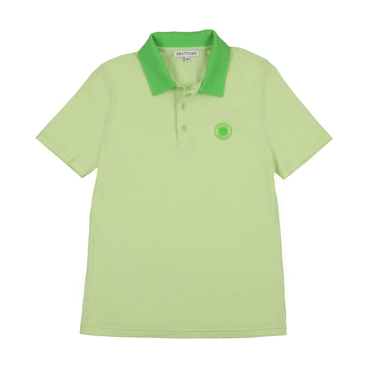 3 BUTTONS GREEN CONTRAST COLLAR POLO
