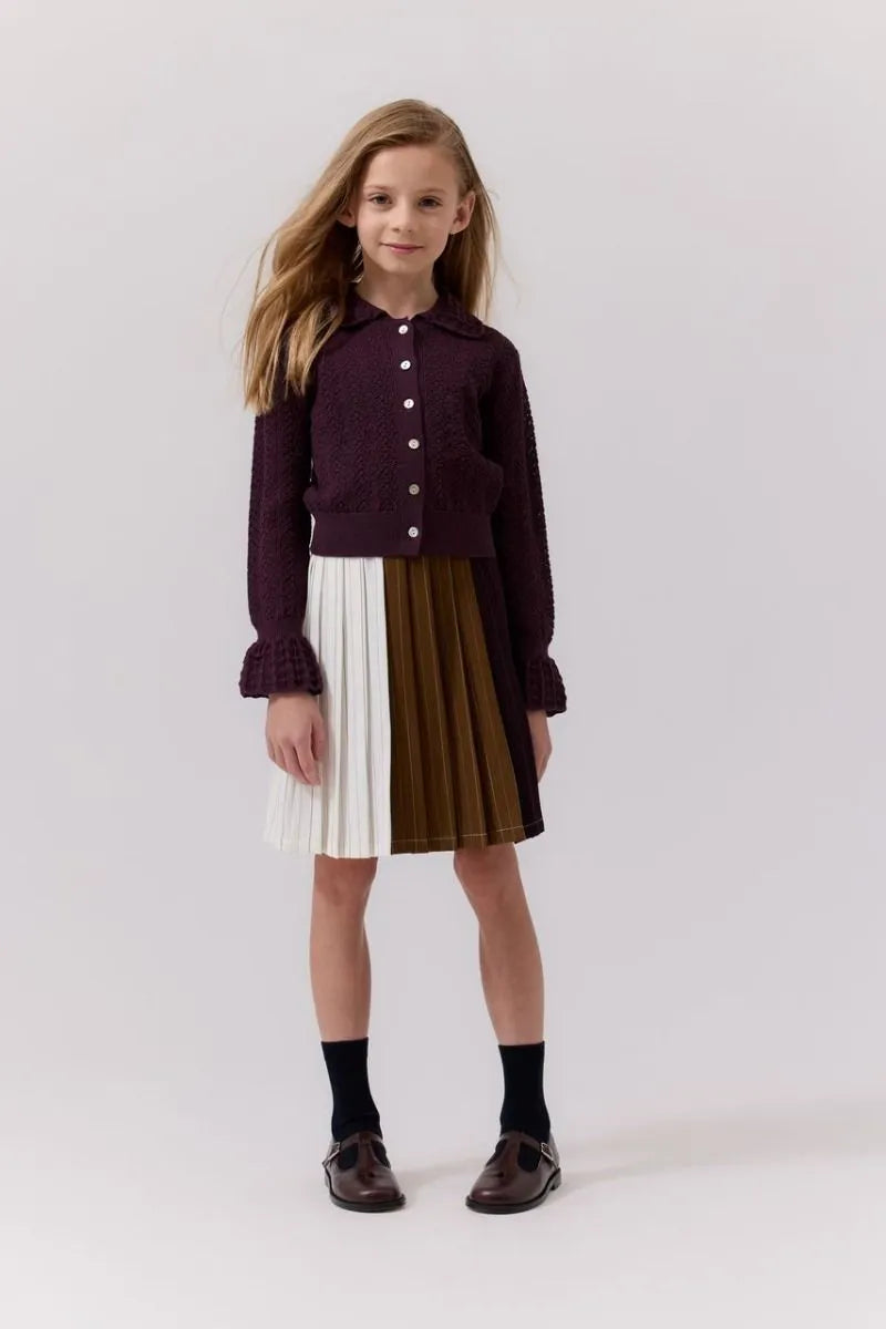 COTTIER BURGUNDY COLLAR KNIT CARDIGAN