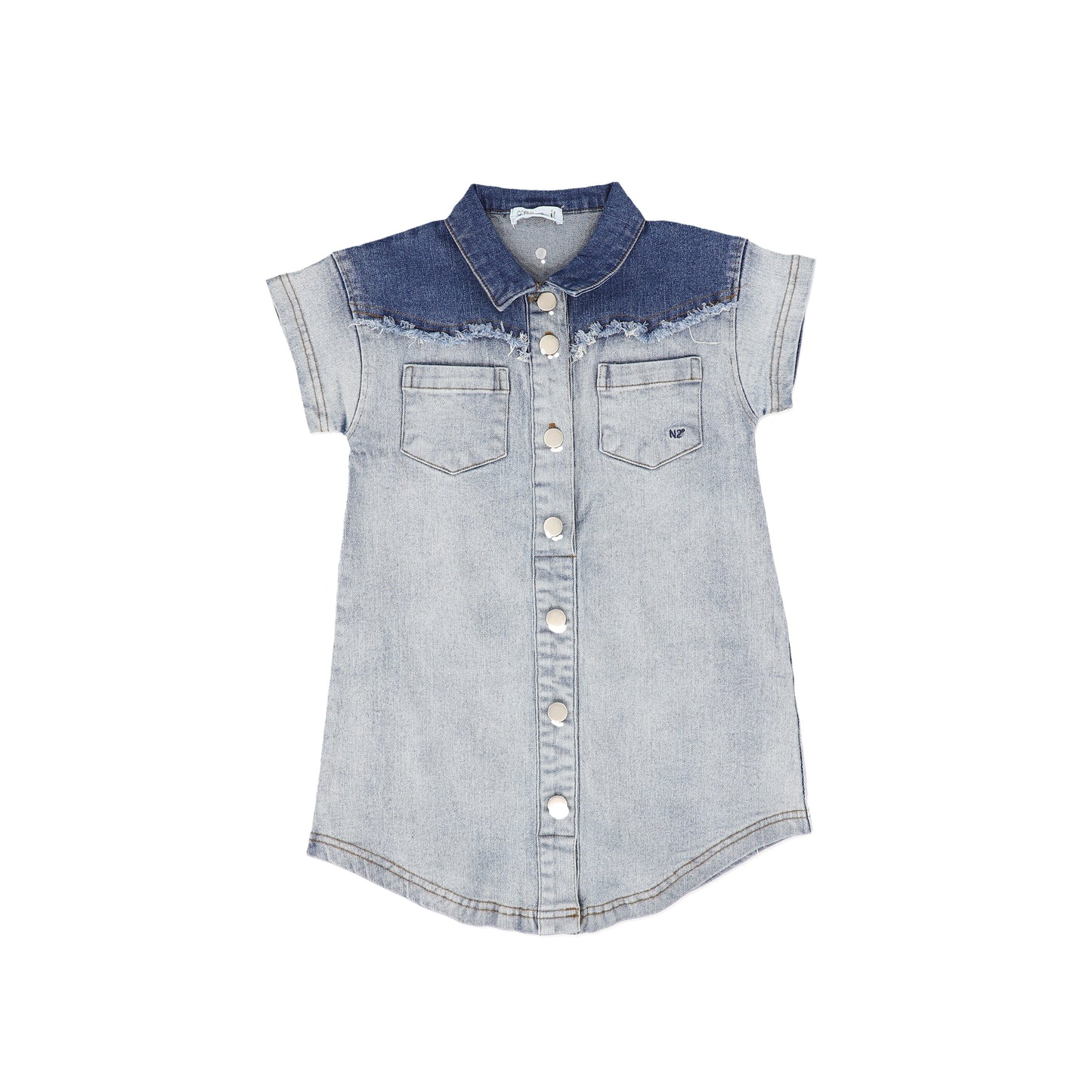 CREW KIDS BLUE DENIM TWO TONE SHIRT DRESS