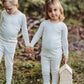 LAMOUR LOU CREAM/TAN HEART STITCHED PAJAMAS