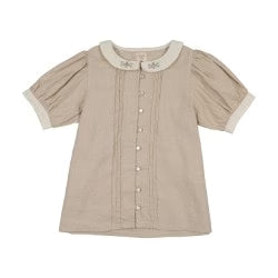 ANALOGIE WHEAT PINTUCK COLLAR SS BLOUSE