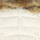 DENALI WHITE/BEIGE LEOPARD FUR TRIM PUFFER COAT