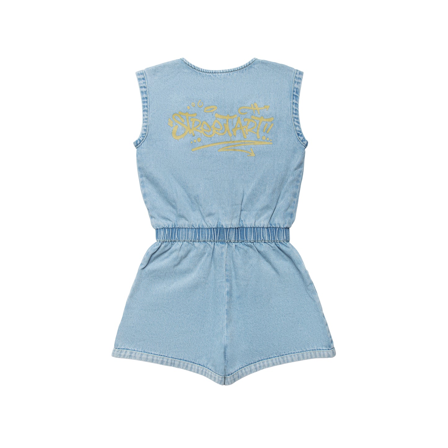 ROOIE AND FRIENDS BLUE DENIM SEAM ROMPER