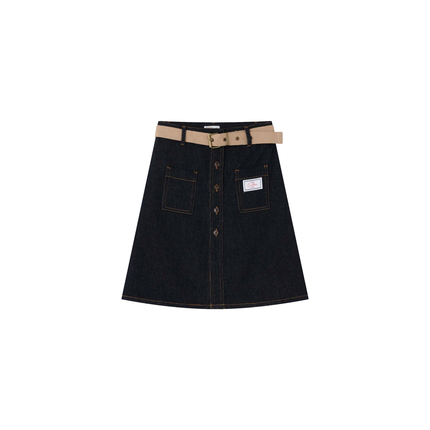 COCO BLANC BLUE DENIM STITCH BELT SKIRT