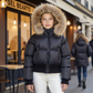 SCOTCH BONNET BLACK/NATURAL FUR TRIM BOMBER COAT