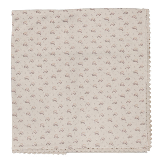 LILETTE NATURAL/MAUVE DOTTED FLORETTE BLANKET