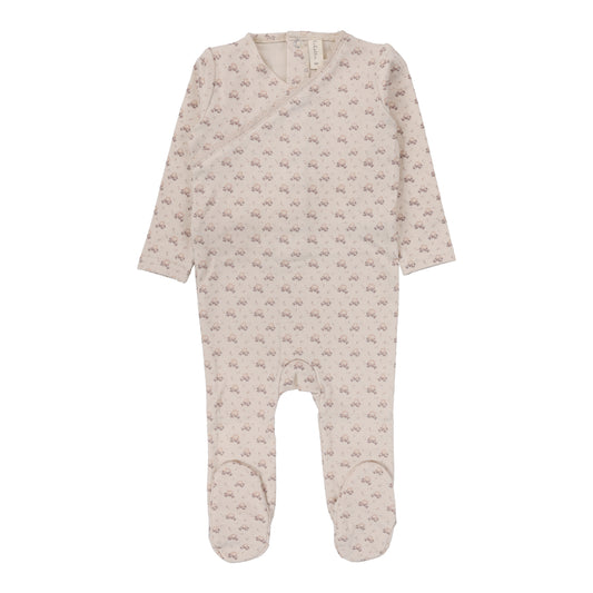 LILETTE NATURAL/MAUVE DOTTED FLORETTE FOOTIE