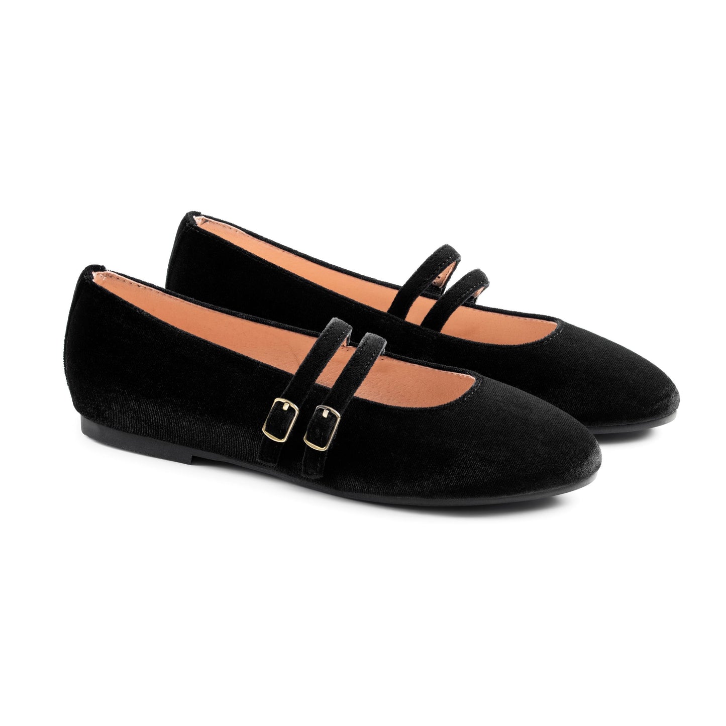 RAYBELLE BLACK VELVET DOUBLE BUCKLE SHOE