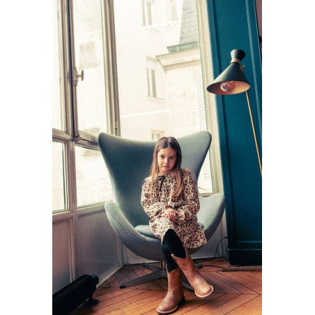 LOUIS LOUISE BEIGE LEOPARD CORDUROY COLLAR DRESS