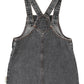 PIUPIUCHICK BLACK DENIM APPLE PRINT OVERALL DRESS